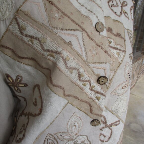 Coldwater Creek Embroidered Embellished Cotton Jacket XL - Picture 5 of 7